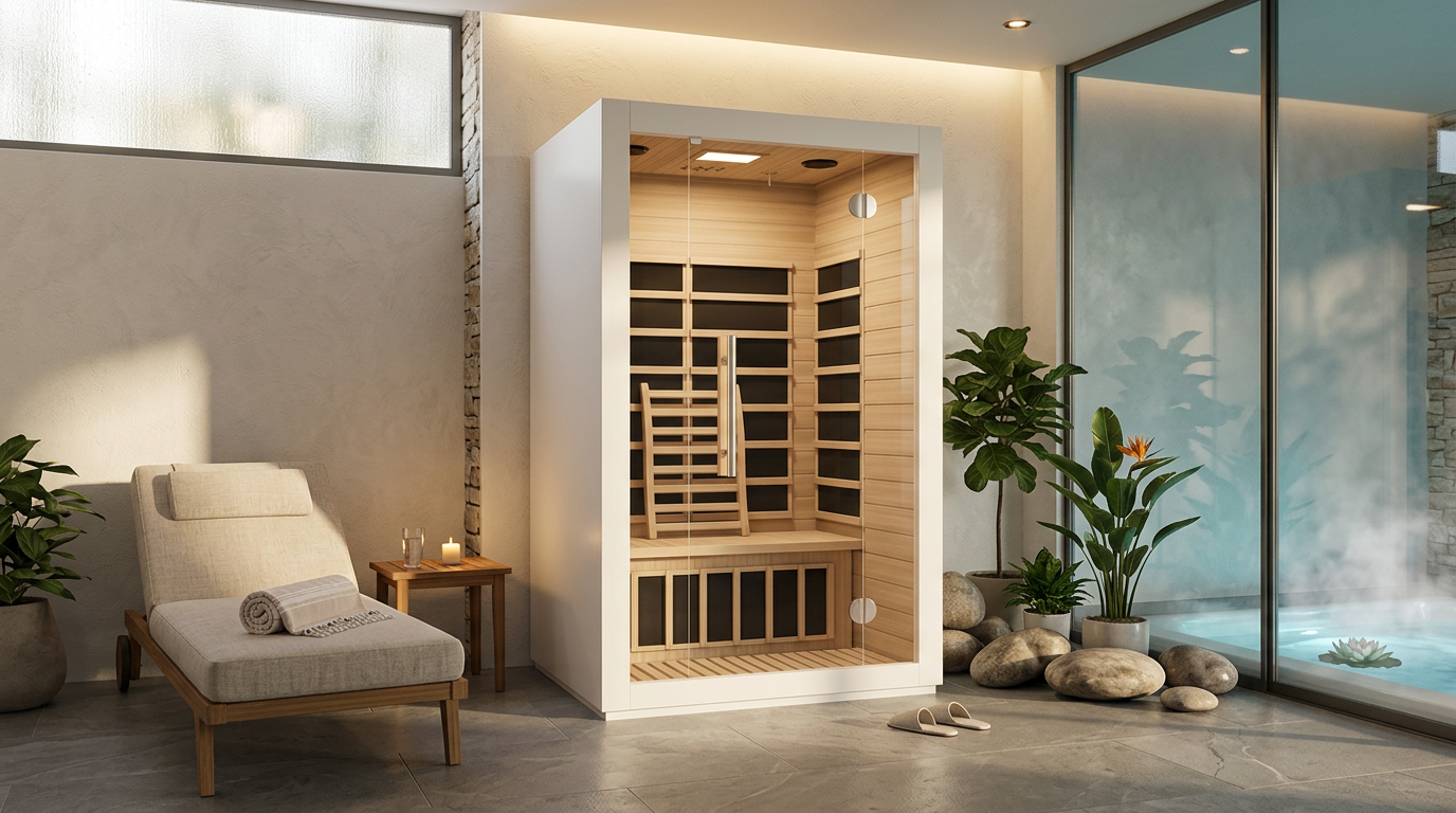 Sauna in spa with lounge chair